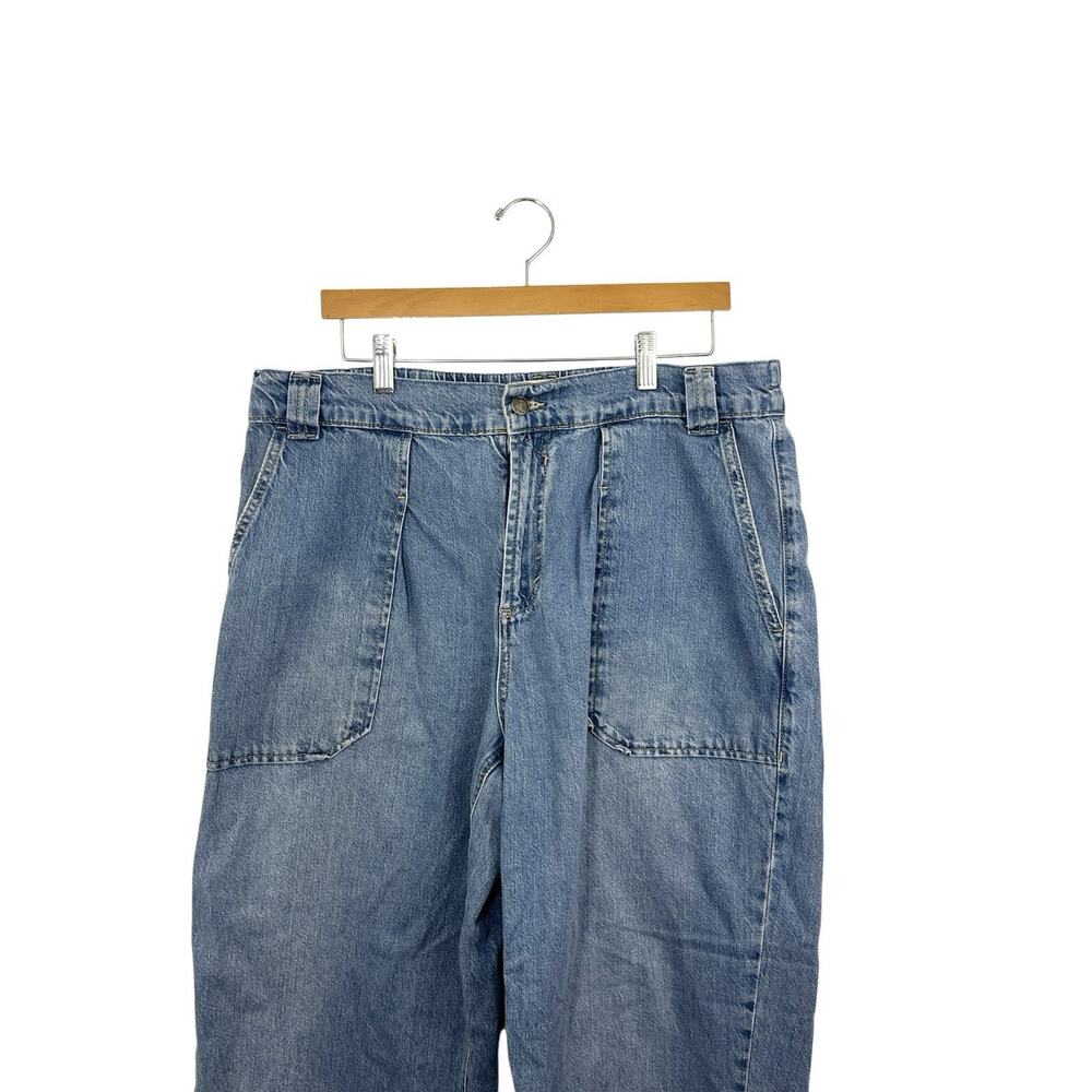 We The Free People Pull On Low Sling Oversized Blue Jeans Large Wide Leg Maeve - Picture 4 of 8